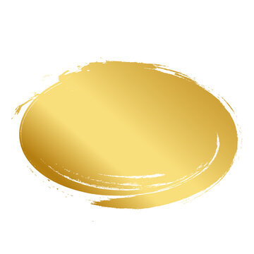 Brush stroke and gold circle element