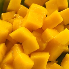 Close-up of sliced fresh mango.