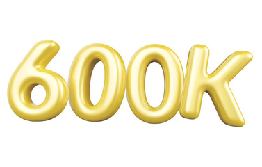 600k followers number gold 3d