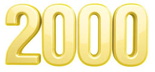 2000 followers number gold 3d