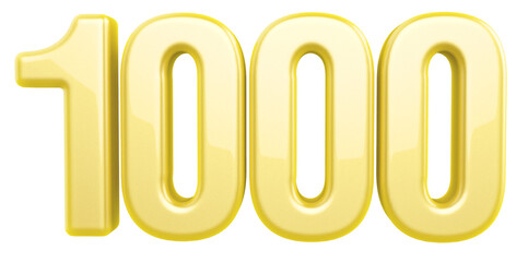 1000 followers number gold 3d