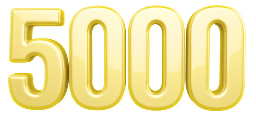 5000 followers number gold 3d