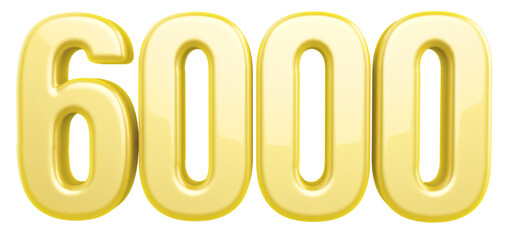 6000 followers number gold 3d