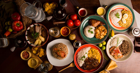 Buffet table Peruvian comfort restaurant gourmet food