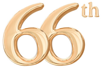 66th years anniversary number gold
