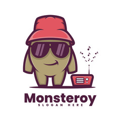 Vector Logo Illustration Monster Mascot Cartoon Style.