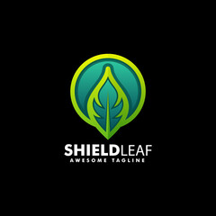 Vector Logo Illustration Shield Leaf Gradient Colorful Style.