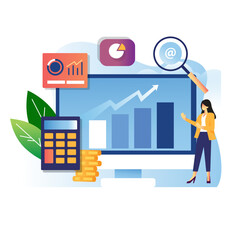 Woman explain the chart during bussiness presentation concept illustration