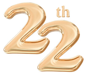 22th years anniversary number gold