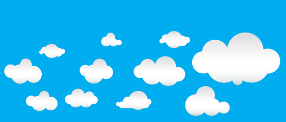 White clouds collection. Set cloud in color background. Vector