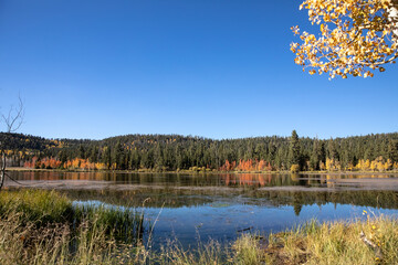 Fall landscape view of Duck Creek Lake in Duck Creek Village Utah