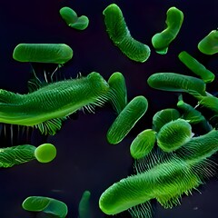 Fototapeta premium Microscopic view of bacteria. 3d illustration