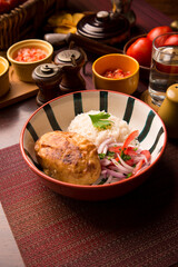 Papa rellena stuffed potato peruvian comfort restaurant gourmet food