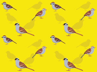 Bird Chipping Sparrow Cartoon Seamless Wallpaper Background