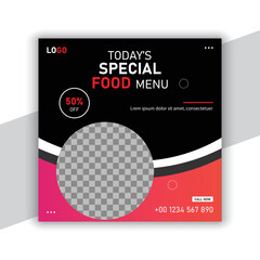 Food menu and restaurant social media banner template
