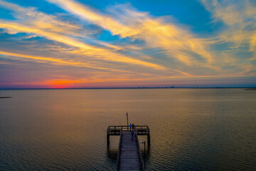 Pier on Mobile Bay at sunset