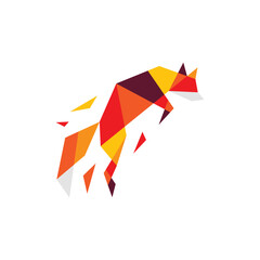 fox technology broken glass geometric polygonal logo vector icon illustration