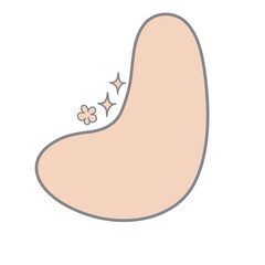 Abstract shape orange pastel blob and small element.