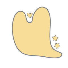 Abstract shape yellow pastel blob and small element.