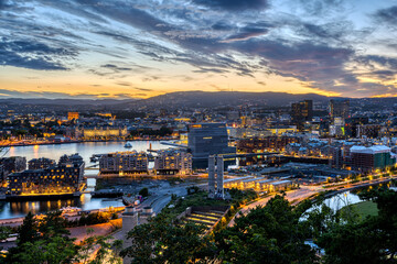 Fototapeta na wymiar Oslo in Norway after a beautiful sunset