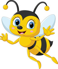 Cartoon happy bee on white background