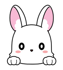 ひょっこり顔をのぞかせるようなウサギの顔のアイコン