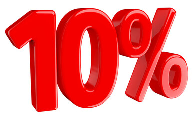 Sale 10 percent off number red 3d with generative AI