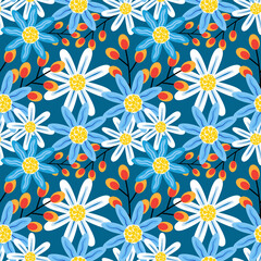 Fototapeta na wymiar Botanical Blossom Seamless Pattern Digital Paper Background