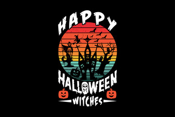 happy Halloween witches, Halloween t-shirt design