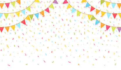 Background with bunting flags and confetti