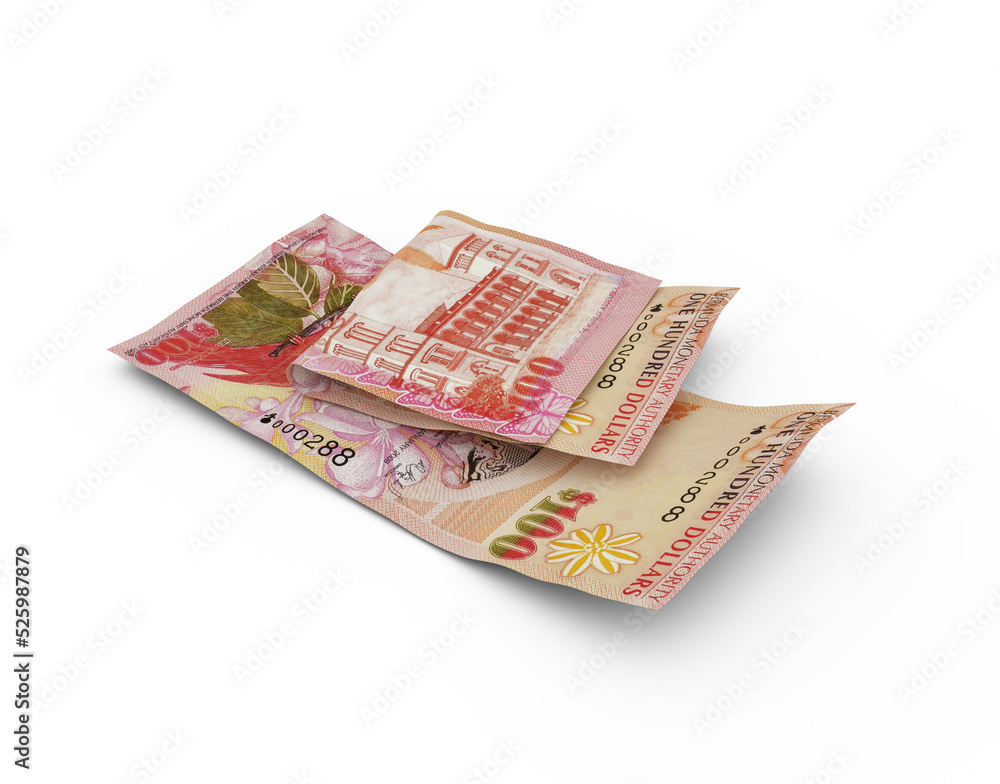 Aufkleber 3d rendering of double bermudian dollar notes isolated on white background