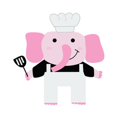 cute elephant with chef costume decoration