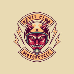 Devil Club Motorcycle Retro Illustration