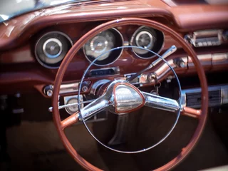 Deurstickers Interior of classic vintage car © wisannumkarng