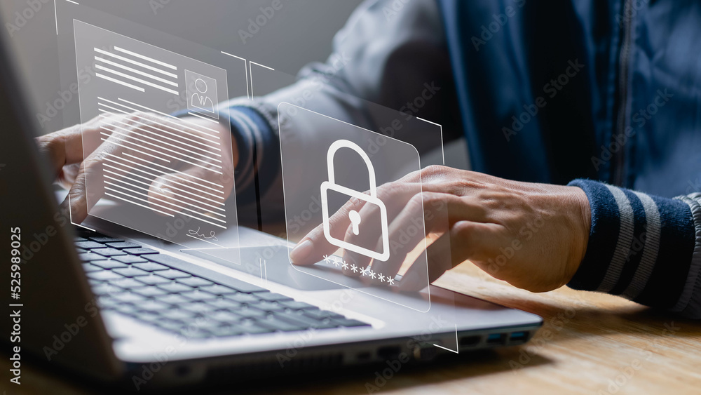 Poster cyber security internet, firewall and networking concept. information security, encryption, data pro