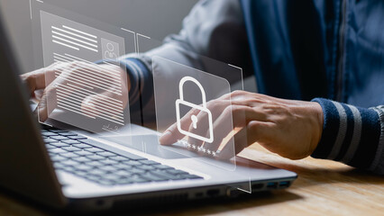 Cyber security internet, firewall and networking concept. information security, encryption, data protection, secured internet access, secure access to users' personal information, and cybersecurity.