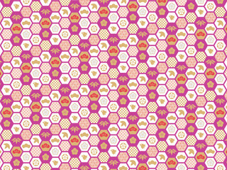 和柄の背景素材　亀甲