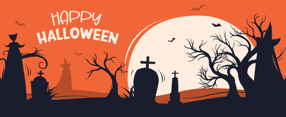 Halloween party invitations or greeting cards background. Halloween  illustration template for banner, poster, flyer, sale, and all design.