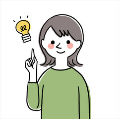 ひらめいたポーズの女性