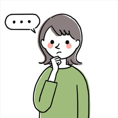 考えているポーズの女性