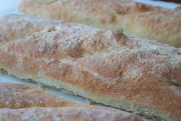 Homemade fresh baked bread loaves.
