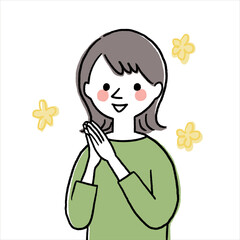 うれしそうなポーズの女性