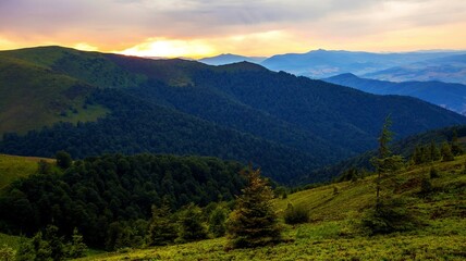  morning nature scenery, awesome sunset landscape, beautiful morning background in the mountains, Carpathian mountains, Ukraine, Europe