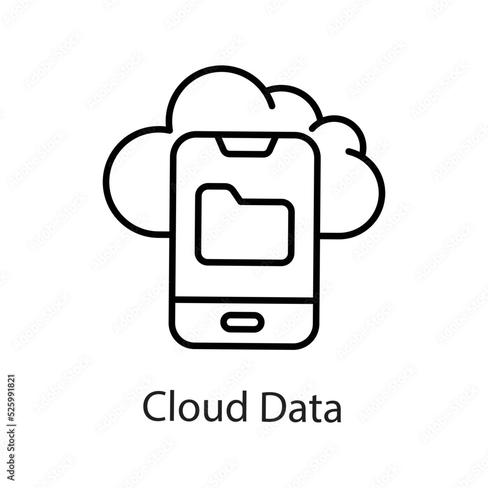 Poster Cloud Data vector Outline Icon Design illustration on White background. EPS 10 File 