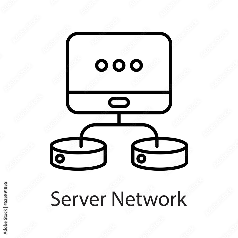 Aufkleber server network vector outline icon design illustration on white background. eps 10 file