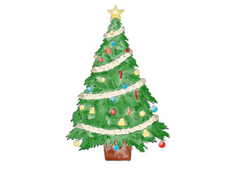Obraz na płótnie Canvas クリスマスツリーのイラスト（水彩風）
