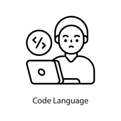Code Language vector Outline Icon Design illustration on White background. EPS 10 File 