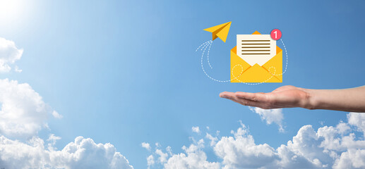 Email marketing and newsletter concept.Contact us by newsletter email and protect your personal...
