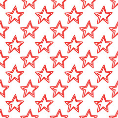 Obraz premium Red stars seamless pattern. Vector illustration