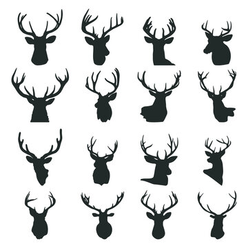 Deer head silhouette set